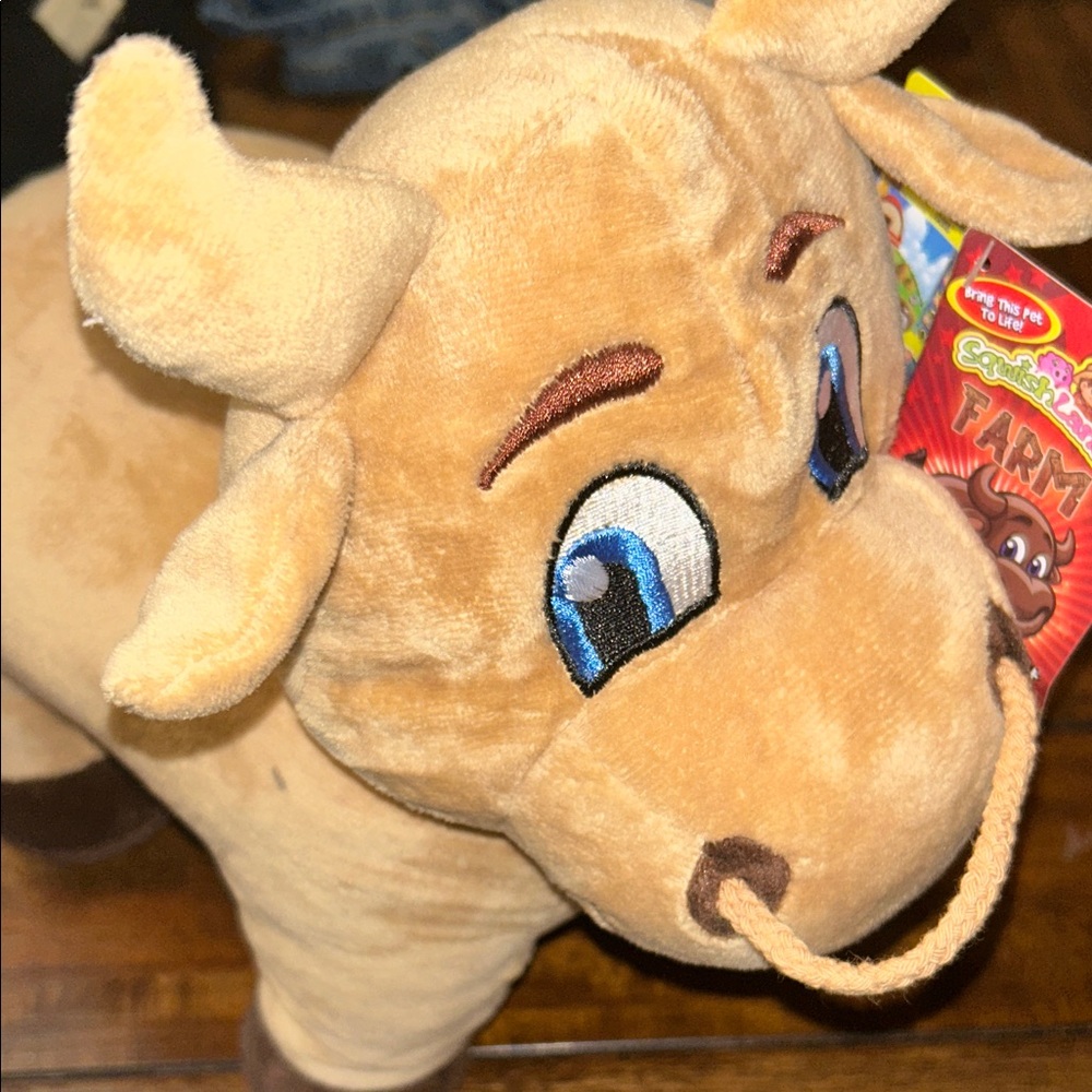 Plush Farm Bull Stuffed Animal - Light Brown